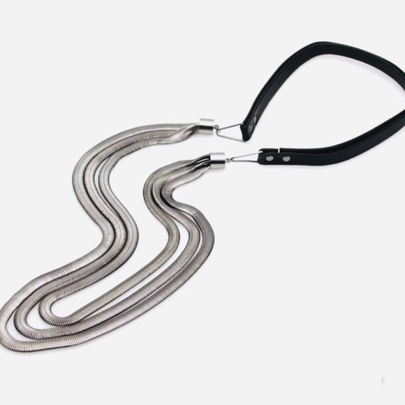 ✨Snake Layered Necklace Leather Silver ✨ - Picture 5 of 5